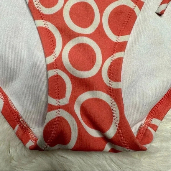 Victoria’s Secret Swim Bottoms Bikini Tie Sides Circles Peach & White Size Large - Picture 8 of 16